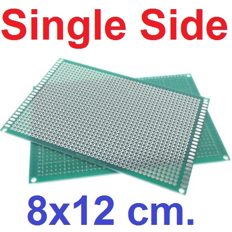 แผ่นปริ๊นอเนกประสงค์ FR4 ไข่ปลา 1 ด้าน 8x12cm single-sided tin plate Prototype PCB Bread board Universal green 2.54mm Grid DIY Kit ชุบดีบุก หน้าเดียว