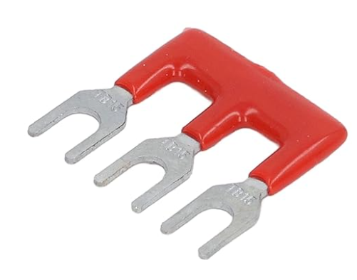 TB-2503 จั้มเปอร์ 3 ช่อง สีแดง สำหรับเทอร์มินอลบล็อก 25A Jumper Bar for Terminal Block 3 pin Connector Bar red color