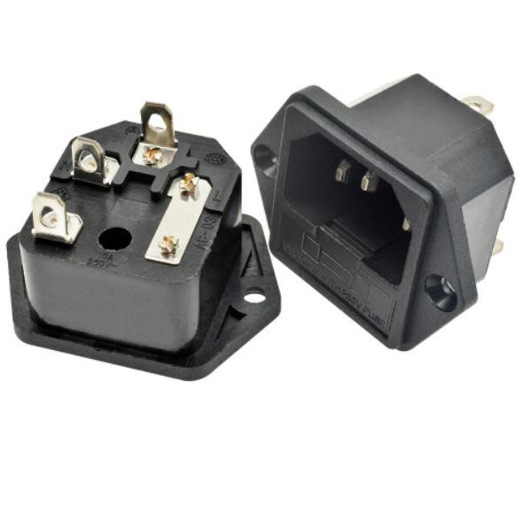 AC-03 Plug AC Power Socket 10A 250VAC 3 Pin Fuse Holder