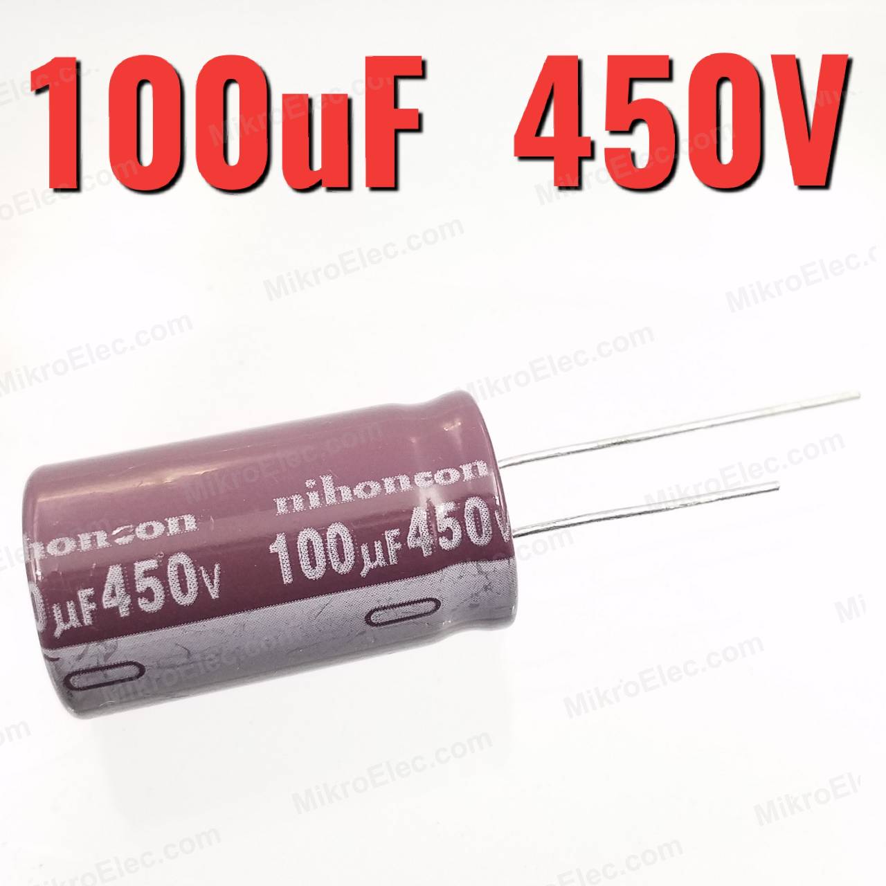 100uF 450V 18x30 mm. Pitch 8mm. ตัวเก็บประจุ อิเล็กโทรไลต์ straight aluminum electrolytic capacitor