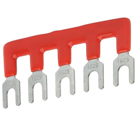 TB-2505 จั้มเปอร์ 5 ช่อง สีแดง สำหรับเทอร์มินอลบล็อก 25A Jumper Bar for Terminal Block 5 pin Connector Bar red color