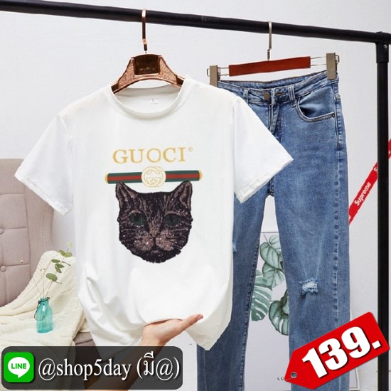 🔥 Guoci เสื้อยืดแขนสั้นยอดฮิต ใส่ได้ทั้งหญิงและชาย ‼️