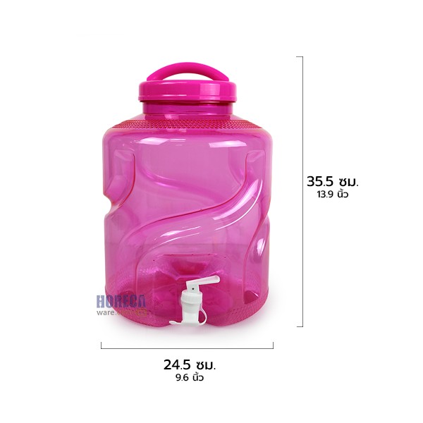 Clear bucket, pink, PET, 12 liters, with tap (x05) SR