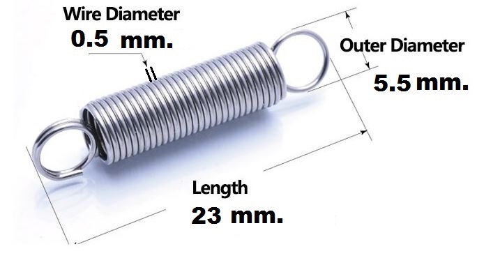สปริงขดแบบดึง ขนาด 5.5x23 mm.Tension spring Extension spring Steel สปริงดึง สปริงเกี่ยว