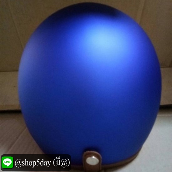 หมวกกันน็อคแนววินเทค สีน้ำเงินด้าน ขอบน้ำตาล