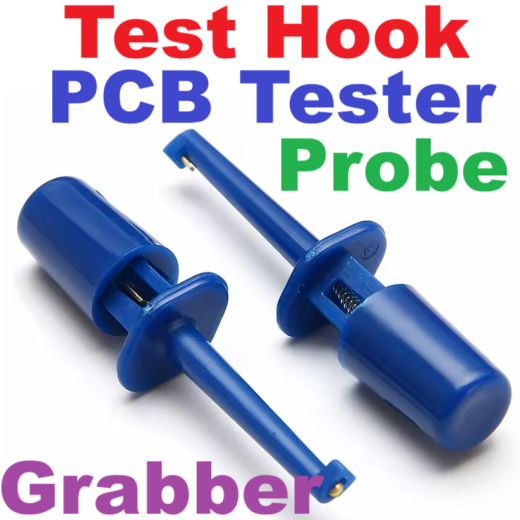 หัววัดแบบตะขอเกี่ยว ทดสอบวงจร Hook Clip Test Probe for Electronic สีน้ำเงิน Test Hook Clip Solderable for Multimeters PCB Tester Grabber blue
