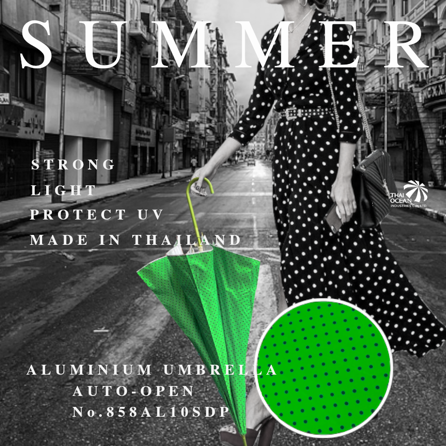 Leo ร่มอลูมิเนียมเบาพิเศษ เรียบหรู ขนาด 100 ซม. ลายจุด กางออโต้