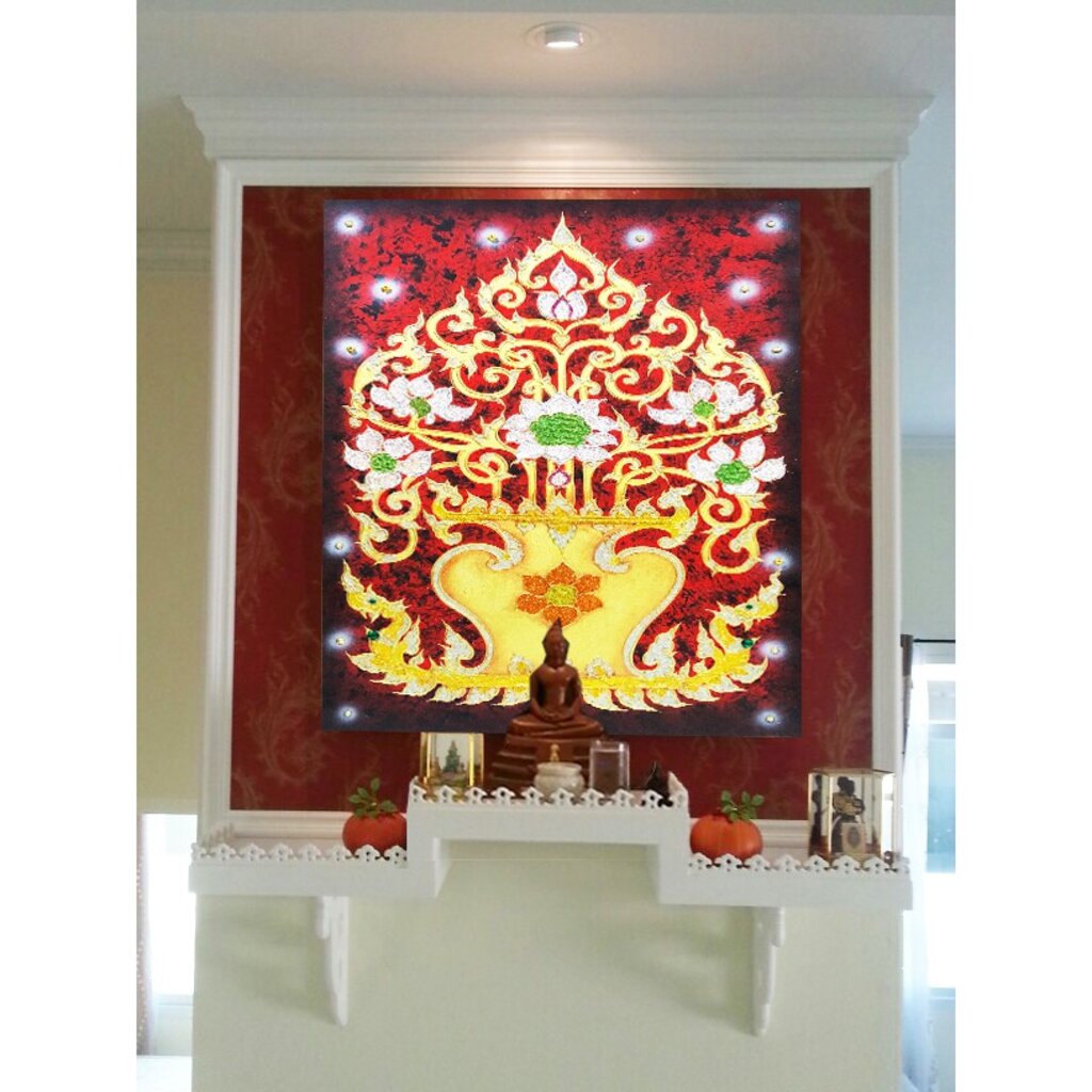 ภาพวาด รูปวาดดอกบัว ภาพติดผนัง ภาพมงคล เสริมดวง กรอบลอย ภาพแต่งบ้าน กรอบรูปติดผนัง ภาพติดผนังตกแต่งบ้าน G0015