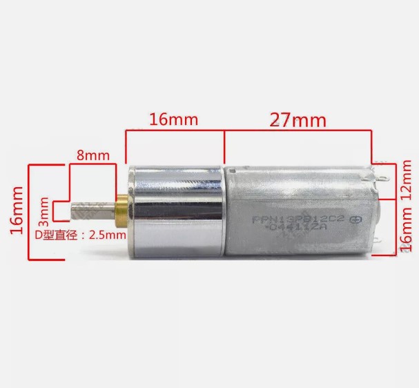 16GA-050 DC 6V 600RPM Shaft 3mm. Mini 16mm Metal Gear Motor Slow Speed Large Torque มอเตอร์เกียร์