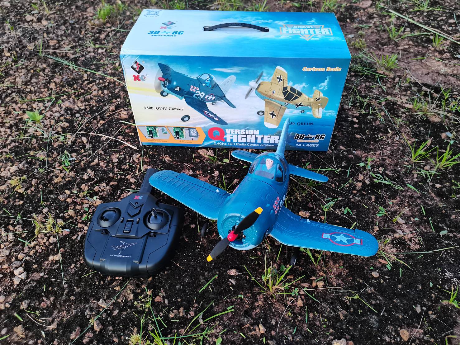 เครื่องบิน XK A500 3D-6G BRAVE FIGHTER QF4U CORSAIR 4CH การบินสมจริงงานสวย ชุดพร้อมเล่น