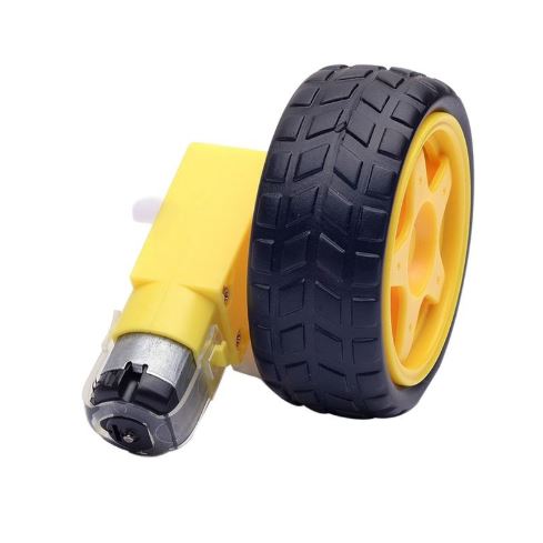เกียร์มอเตอร์และล้อรถ 3-6V ratio 1:48 จำนวน 1 ชุด (Tire Wheel with Gear Motor Dual Shaft for Smart Car Robot Arduino)