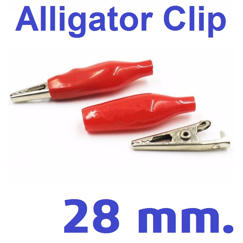 ปากจระเข้ ยาว 28mm. สีแดง Electrical Alligator Clip Test lead cable Metal Clamp Testing Probe Crocodile Red Cover คลิปปากจระเข้ ตัวหนีบสายไฟ ตัวหนีบ