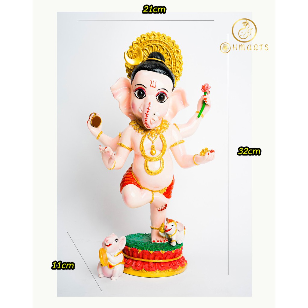 Ganesha พระพิฆเนศ ปางยืน ประทานพรอุดมทรัพย์ บูชาจะพ้นจากอุปสรรค ประสบความสำเร็จ ปลุกเสก ** แถมฟรี หนูมุสิกะ 2ตัว ** G01