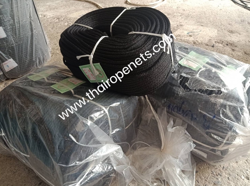 เชือกดึงปั้มน้ำ เชือกถักพีพี สีดำ ขนาด 6 มิล เชือกลอยน้ำได้ ผสมสารป้องกัน UV มีความยืดหยุ่น ทนทาน แข็งแรง เป็นพิเศษ