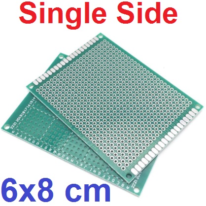 แผ่นปริ๊นอเนกประสงค์ FR4 ไข่ปลา 1 ด้าน 6x8cm single-sided tin plate Prototype PCB Bread board Universal green 2.54mm Grid DIY Kit ชุบดีบุก หน้าเดียว
