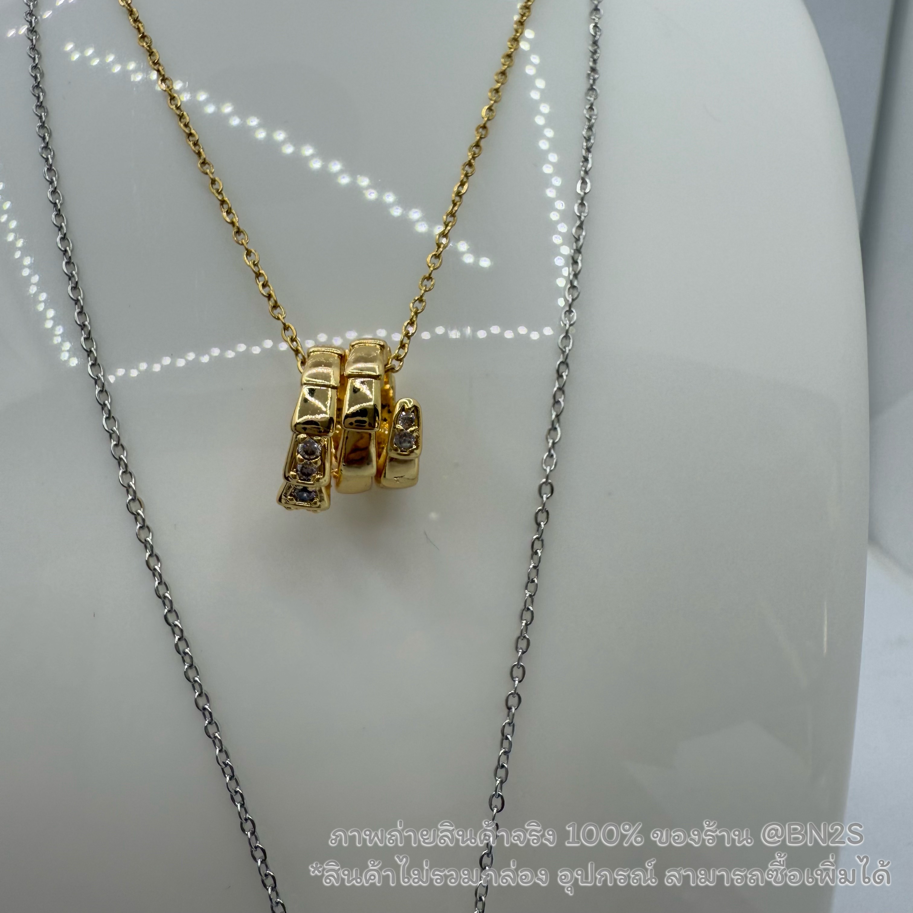 สีเงิน | Bvlgari Serpenti Viper Necklace สร้อยคอบูการี จี้งูเกลียว ฝังเพชรตรงปลาย งานสวยน่ารัก