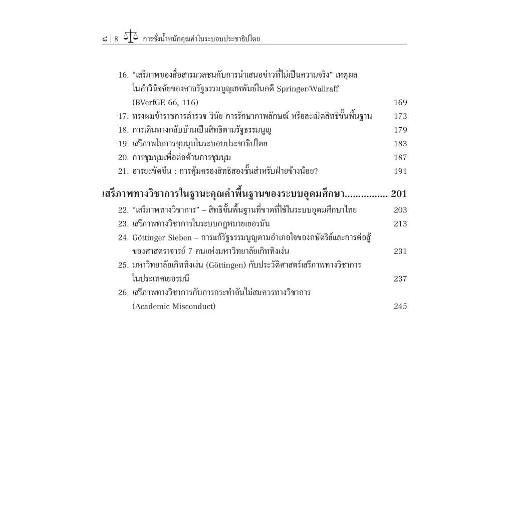 การชั่งน้ำหนักคุณค่าในระบอบประชาธิปไตย / โดย : รศ.ดร.ต่อพงศ์ กิตติยานุพงศ์ / ปีที่พิมพ์ : พฤษภาคม 2567 (ครั้งที่ 1)