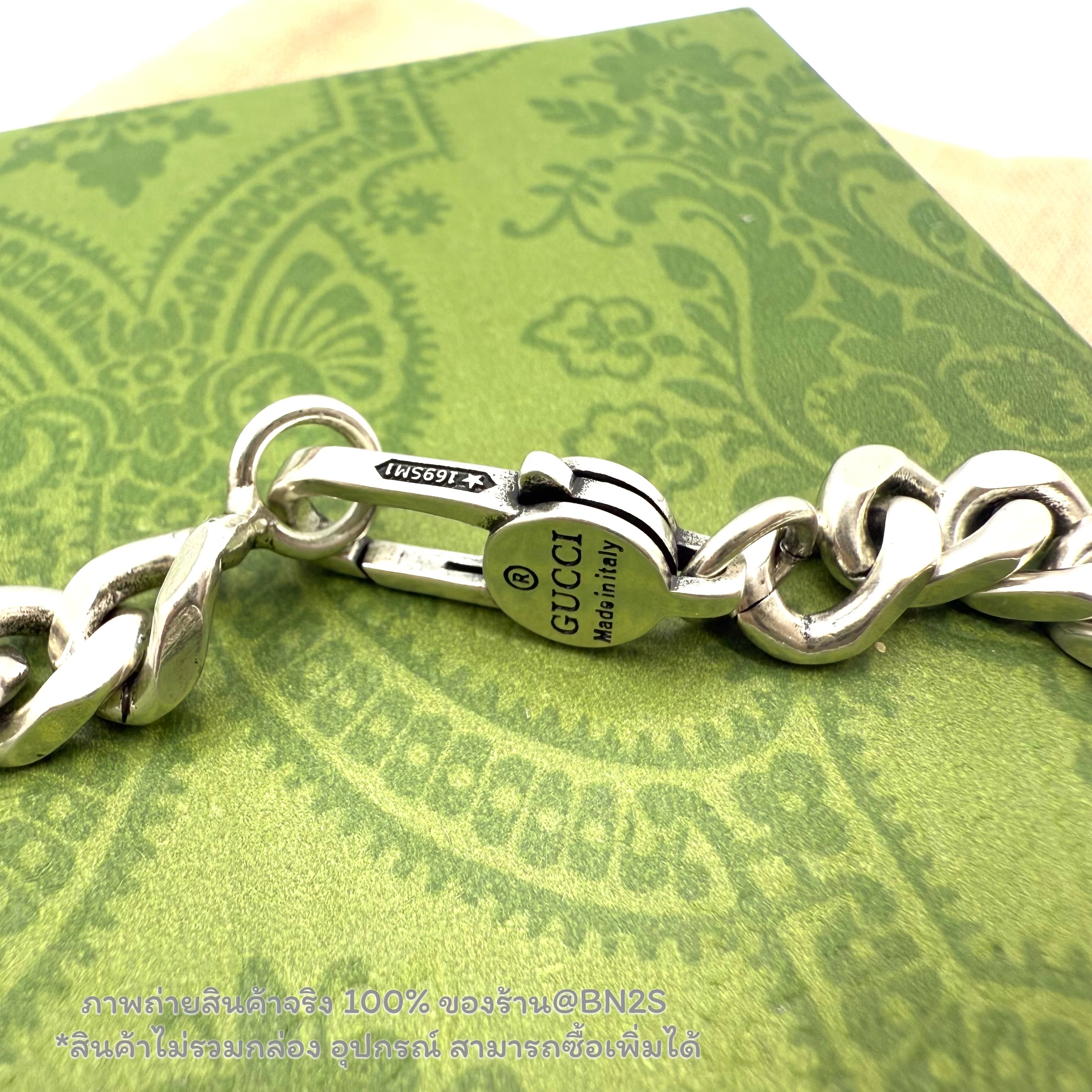 (ORI) สร้อยข้อมือ GG GHOST CHAIN BRACELET อะไหล่เงินปั๊ม GG หัวกะโหลก พร้อมส่งในไทย งานสวยสั่งเลย ความยาว 21 ซม. ฟรีถุงกระดาษ ซองซิปล็อคแบรน์