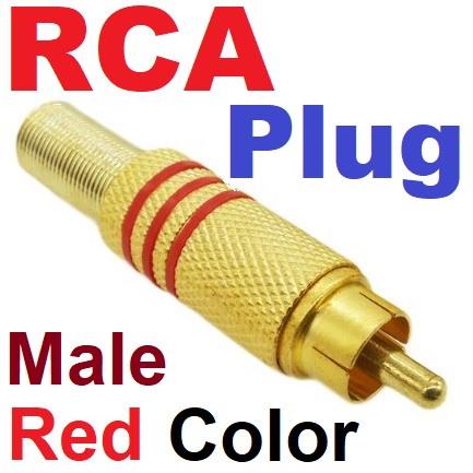เเจ็ค RCA ตัวผู้ แถบแดง ชุบทอง Gold-Plated Lotus AV Audio Video Plug Wobbler RCA Plug Welding Connector