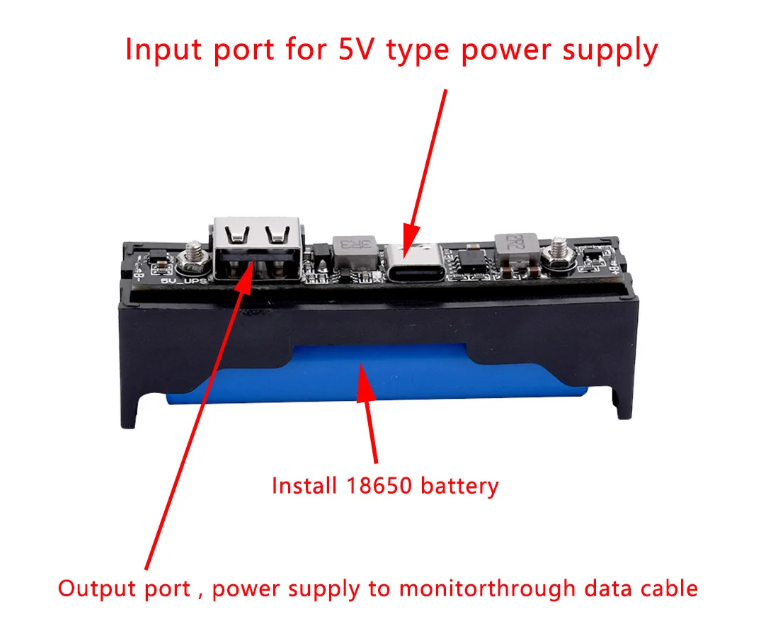 Type-c UPS 5V 18650 Lithium Battery Charger Board DC-DC Step Up Booster UPS Converter Charging Backup Power Supply