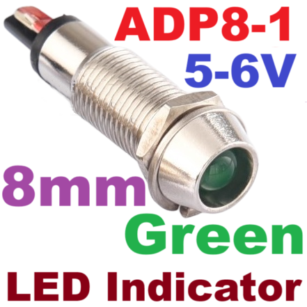 LED Pilot Lamp 5-6V 8mm. Green color Panel Dash Light Signal Lamp Leading Indicator Warning Lamp