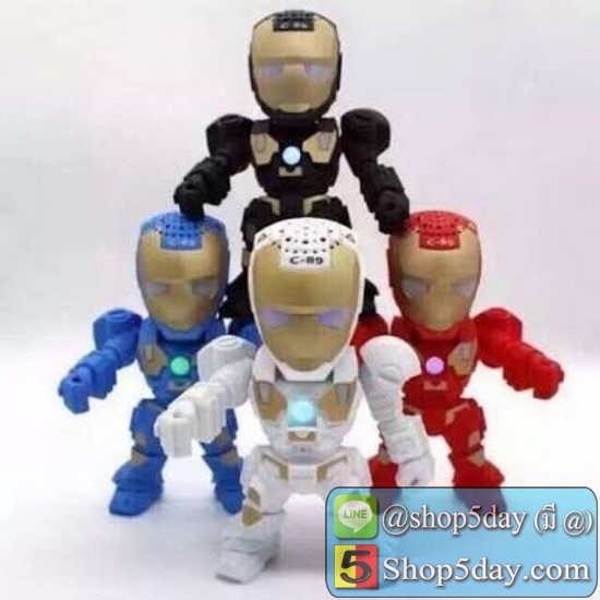 Bluetooth Speaker C89 ลำโพงบลูทูธขนาดเล็กรูปหุ่นยนต์ มีไฟ LED