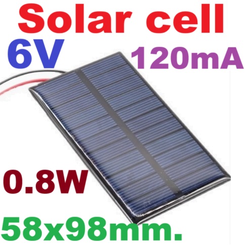 6V 120mA 0.8W 98x58mm Solar cells Epoxy Polycrystalline Silicon DIY Battery Power Charger Module small solar Panels toy แผงโซล่าเซลล์