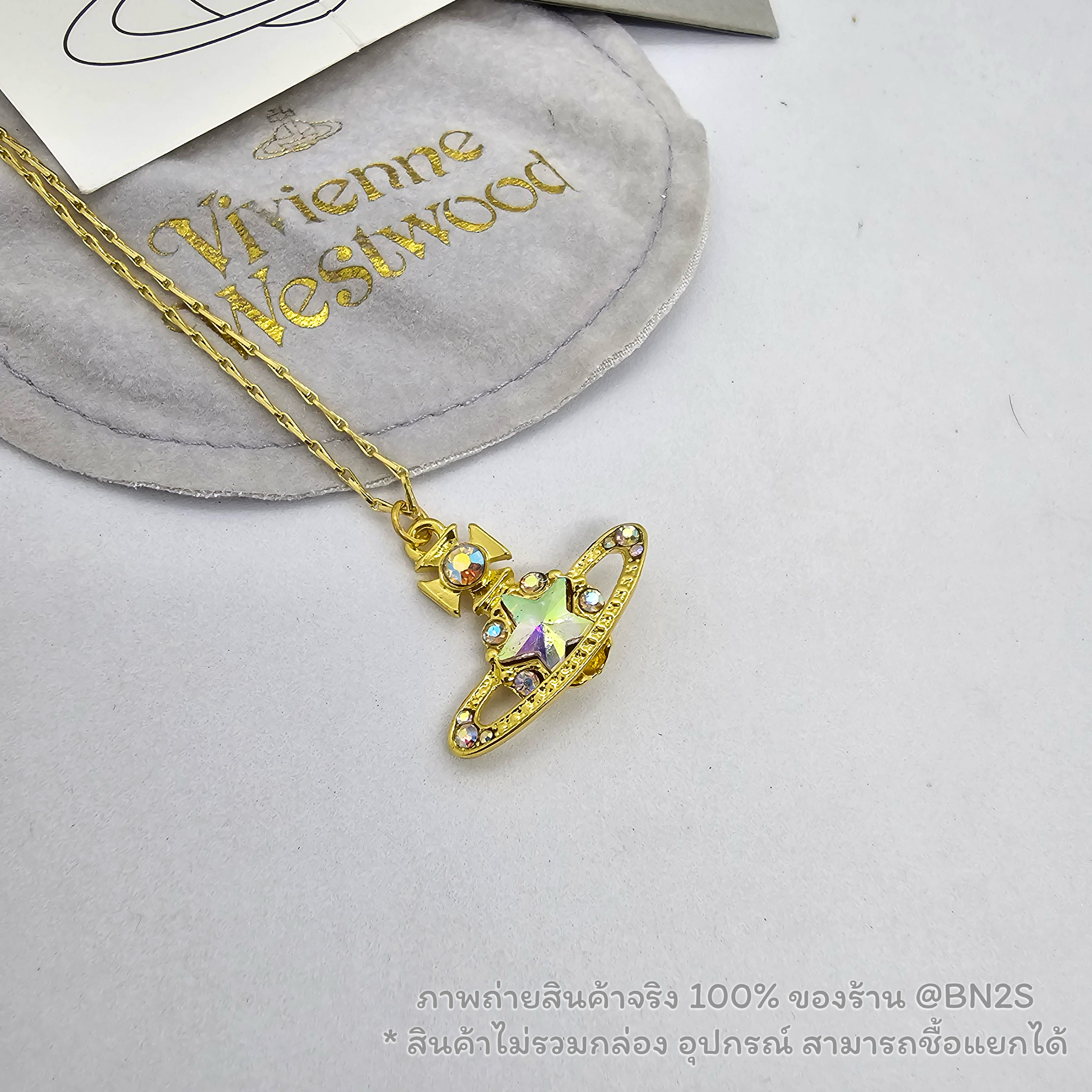 สีทอง | Vivienne Westwood Astrid Star Crystal Orb Pendant Necklace สร้อยคอสายโซ่กระดูกงู จี้ดาวเสาร์รูปดาว วิเวียน งานสวยมาก
