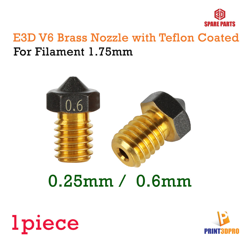 3D Printer Part E3D V6 Brass Nozzle with Teflon coated For Filament 1.75mm PTFE Coated