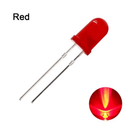 หลอด LED 5mm สีแดง แบบขุ่น 1000-2000mcd Red LED Diode Round Diffused Red Color Light Lamp