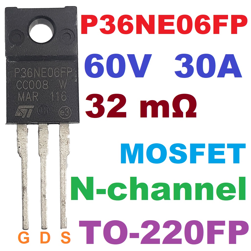 STP36NE06FP N-channel 60V 0.032Ohm 30A TO-220FP STripFET(TM) II Power MOSFET