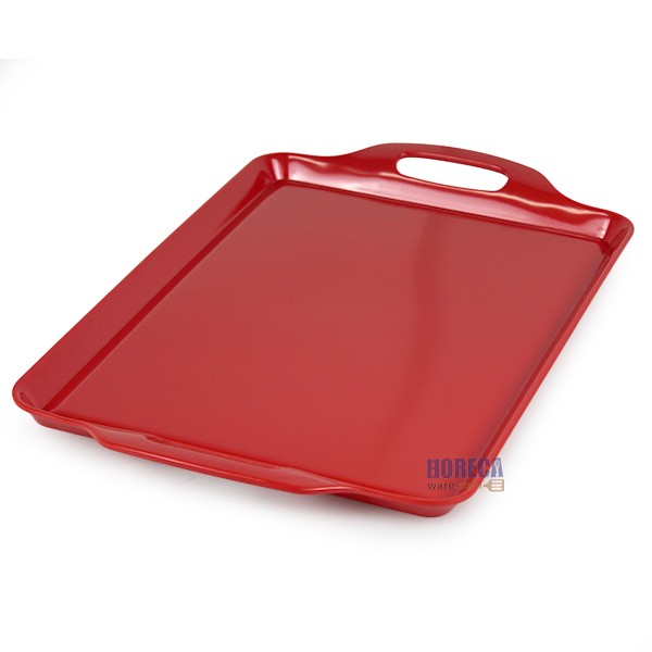 [Red] Serving tray, square with handle, 19 inches, Thai melamine