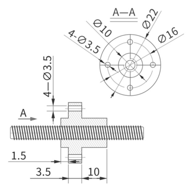 แกนสกรูขนาด 8mm. ยาว 100mm. ระยะเกลียว 2 mm. Lead Screw Dia 8mm Length 100mm pitch 2mm. with Nut T8 Lead Screw for RepRap 3D Printers Parts Trapezoidal Screw Copper Nuts