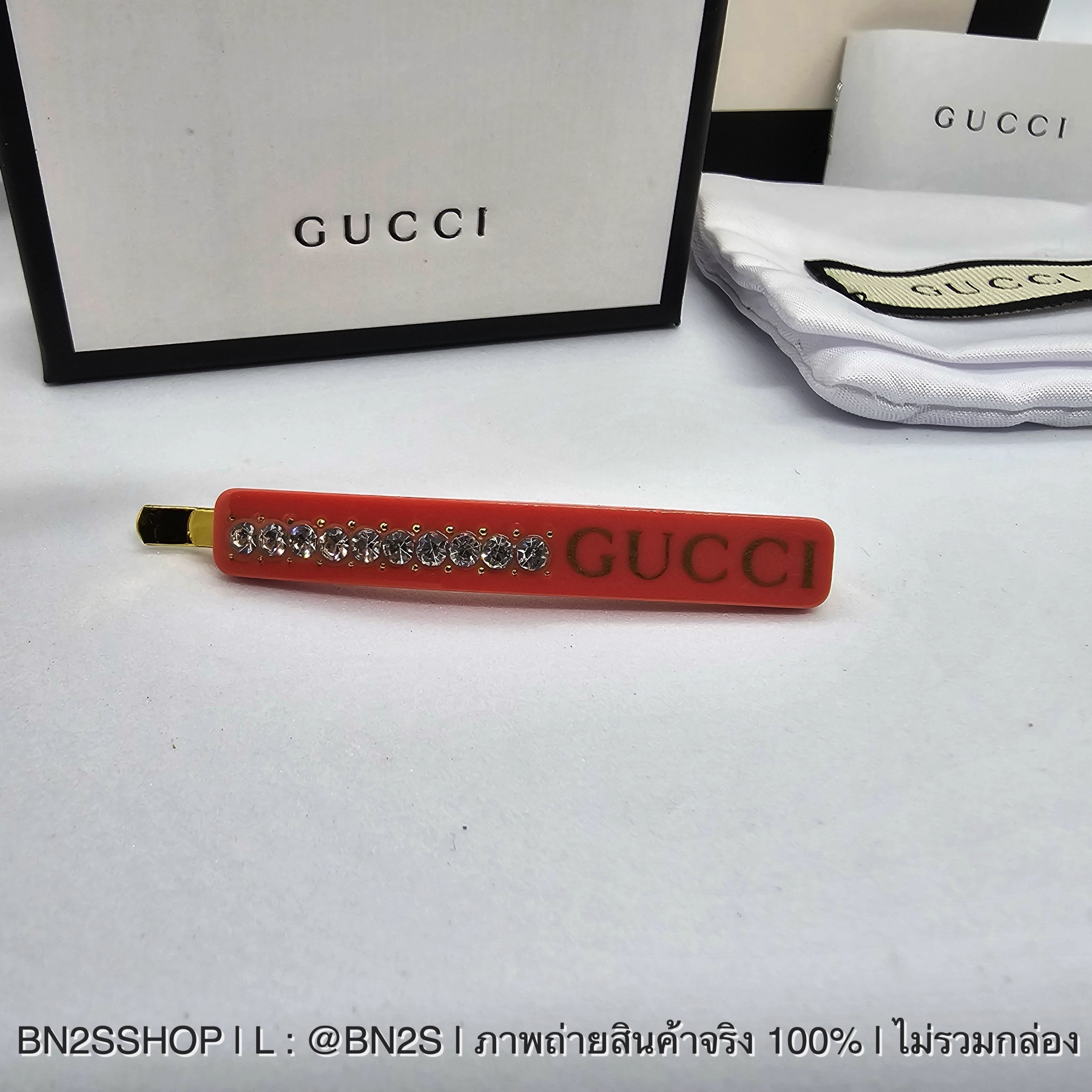 สีส้ม | NEW GUCCI Logo Embellished Hair Clip กิ๊บหนีบผมสไลด์ กุชชี่ มี 4 สี งานสกรีนโลโก้ สวย