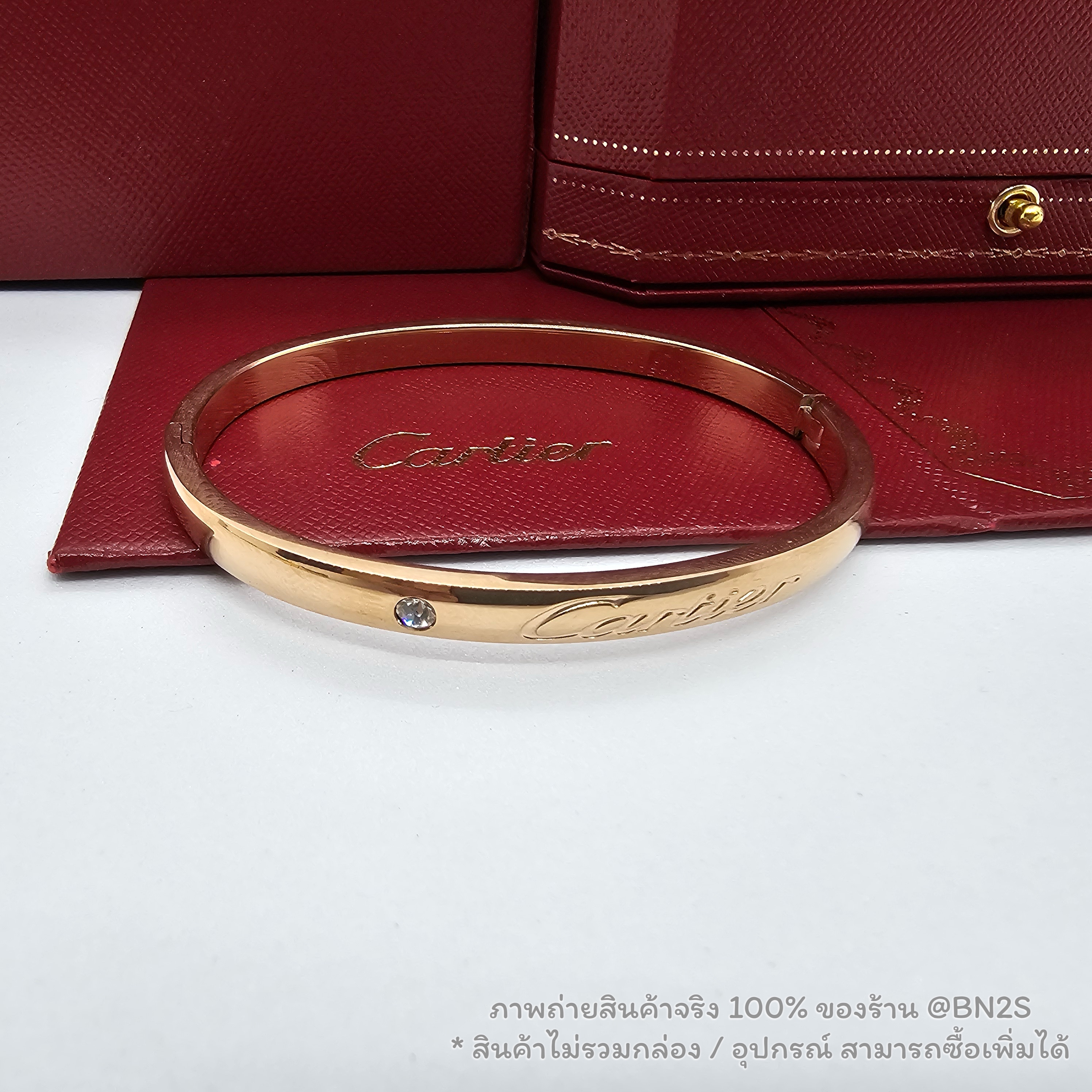 สีโรสโกลด์ | กำไลข้อมือคาเทีย CT LOGO BRACELET ขนาด 17 ซม. งานปั๊มโลโก้คาร์เทีย ติดเพชร 1 เม็ด มี 3 สีให้เลือก พร้อมส่งในไทย ไม่รวมกล่อง อุปกรณ์ สำเนา