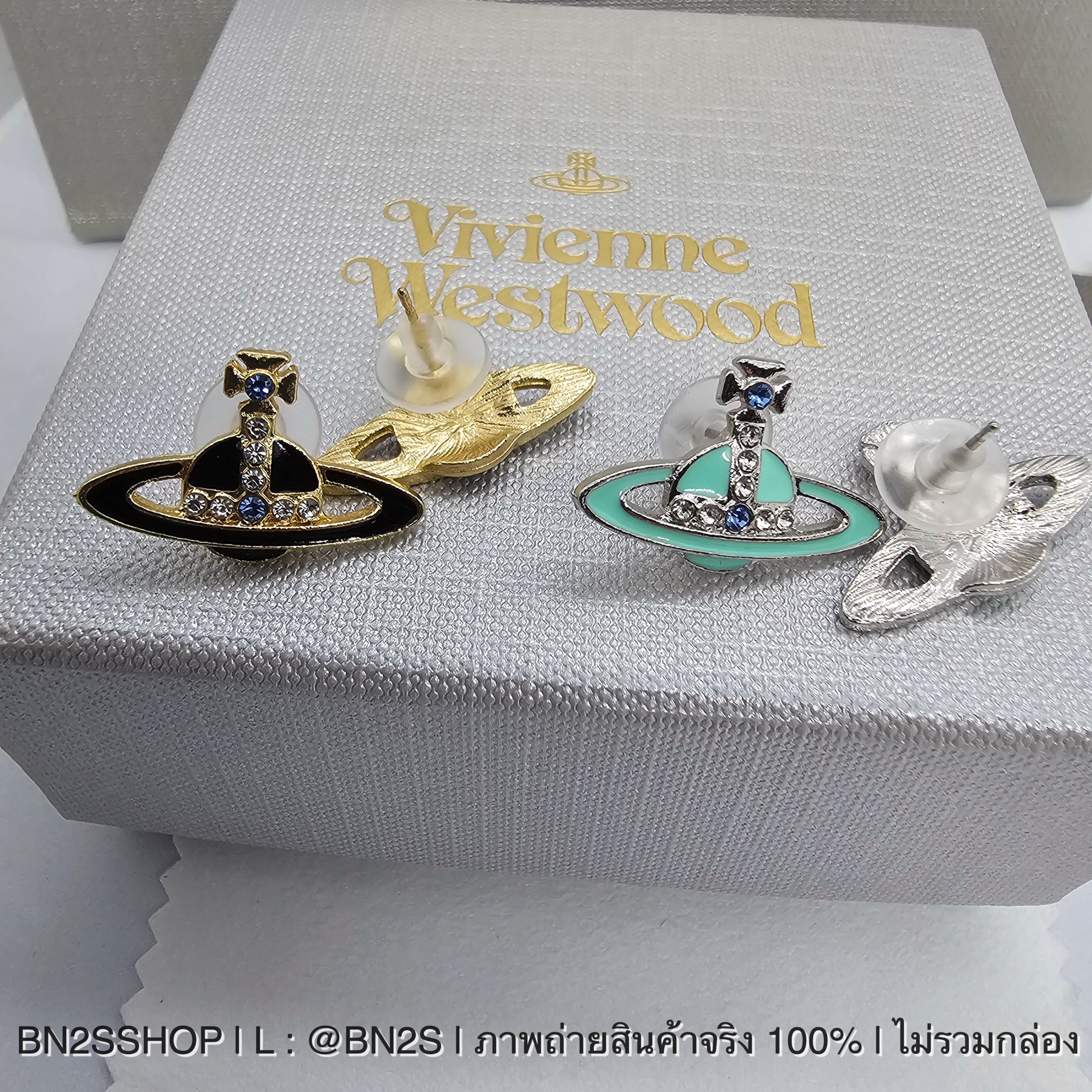 สีดำ | Vivienne Westwood Earrings ต่างหูดาวเสาร์ วิเวียน จี้ดาวเสาร์ลงสี งานสวยน่ารัก ราคาถูก สำเนา