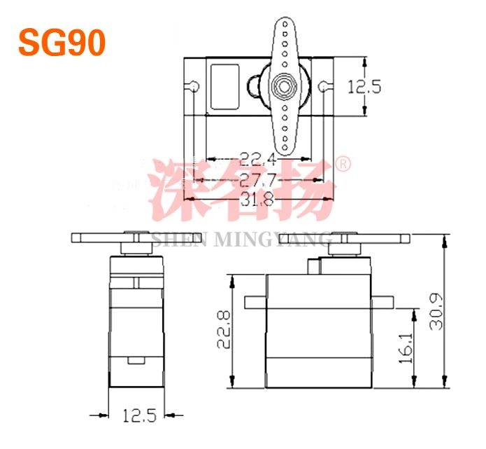 เซอร์โวมอเตอร์ SG90 Micro Servo 1.8kg/cm หมุน 0-180 องศา (180 degree) 4.8V - 6V