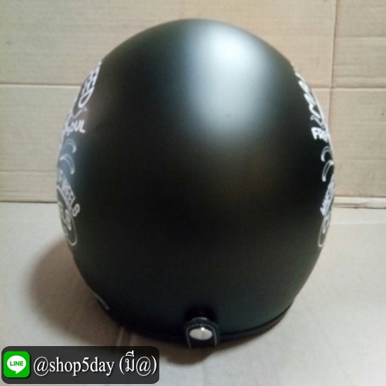 หมวกกันน็อคแนววินเทจ คลาสสิค ลายแนวๆ เท่ๆ สีดำด้าน ถอดซักได้