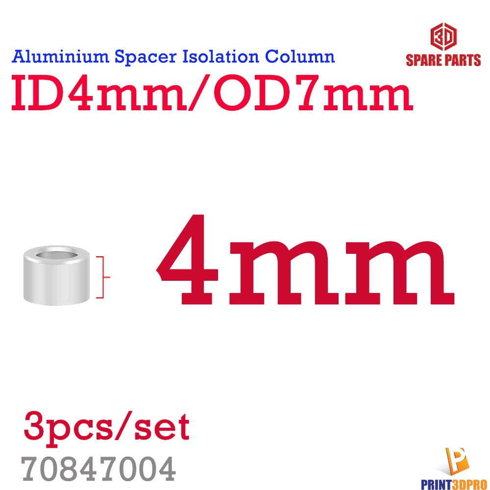 3D Printer Part ID4mm OD7mm Aluminum Spacer Column/Separation Pillar washer Column Non-threaded Spacer 3pcs/set