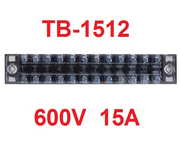 TB-1512 เทอร์มินอล บล็อก 600V 15A TB Series 12 Positions Ways Dual Row Barrier Screw Terminal Block Wire Connector