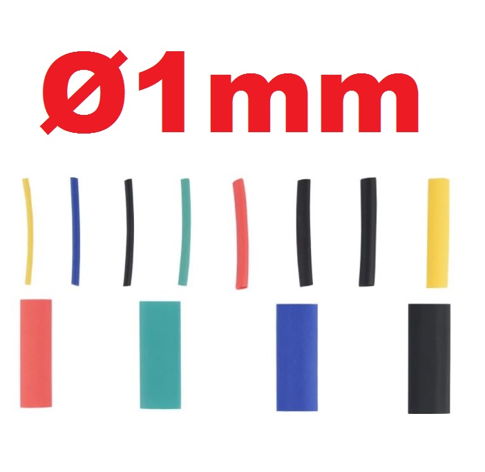 ท่อหดขนาด 1mm ยาว 40mm (4 cm.) อัตราส่วนการหด 2:1 มี 7 สีให้เลือก Heat Shrinkable Tube