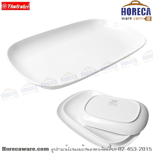 จานเปลเหลี่ยม ใบบัว 9.5 นิ้ว Flowerware [fl-p815-9.5]