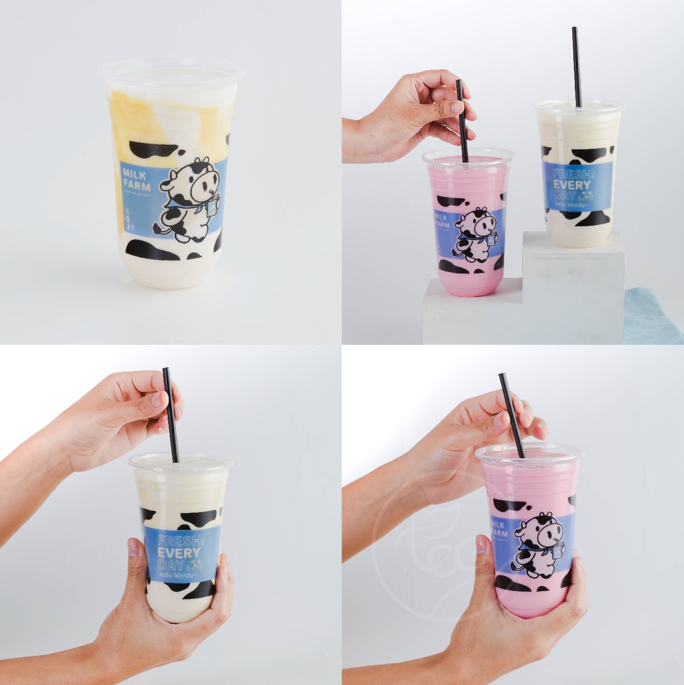 [ยกลัง 20 แถว] COW22U แก้วชาไข่มุก 22ออนซ์ แก้วแคปซูล แก้วPP ปาก95 แก้วชานมไข่มุก แก้วพลาสติกสกรีนลาย บรรจุ 1,000 ใบ