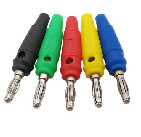 ปลั๊กกล้วย ตัวผู้ 4mm 1 คู่ (สีดำ สีแดง) Banana plug head 4mm. a pair of Black and Red color Banana Jack connector male terminal บานานาปลั๊ก แจ๊กกล้วย