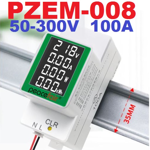PZEM-008 AC 50-300V 100A Din Rail Power Energy Electronic Kwh Watt Meter Multi Digital Ammeter Voltmeter