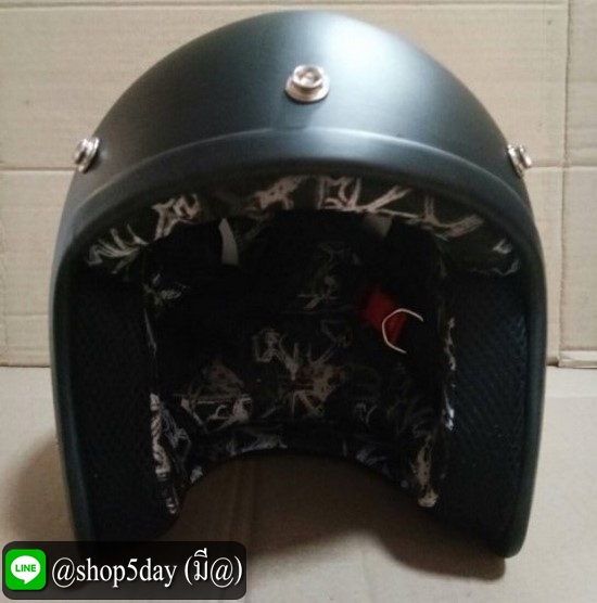 หมวกกันน็อคแนววินเทจ คลาสสิค ลายแนวๆ เท่ๆ สีดำด้าน ถอดซักได้