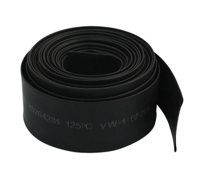 ท่อหด สีดำ ขนาด 20 มม. อัตราส่วนการหด 2:1 แบ่งขายเป็นเมตร Heat Shrinkable Tube Shrink Ratio dia 20mm.