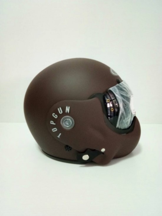 🔥หมวกกันน็อคTOPGUN สีน้ำตาลด้าน