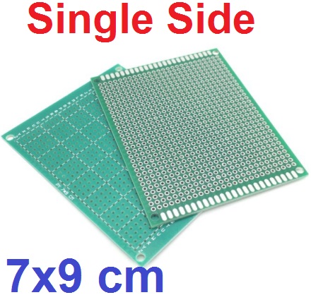 แผ่นปริ๊นอเนกประสงค์ FR4 ไข่ปลา 1 ด้าน 7x9cm single-sided tin plate Prototype PCB Bread board Universal green 2.54mm Grid DIY Kit ชุบดีบุก หน้าเดียว