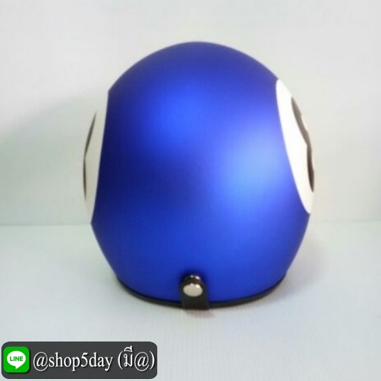 หมวกกันน็อคแนววินเทค สีน้ำเงินเข้มด้าน ลายเลข 8 ขอบดำ